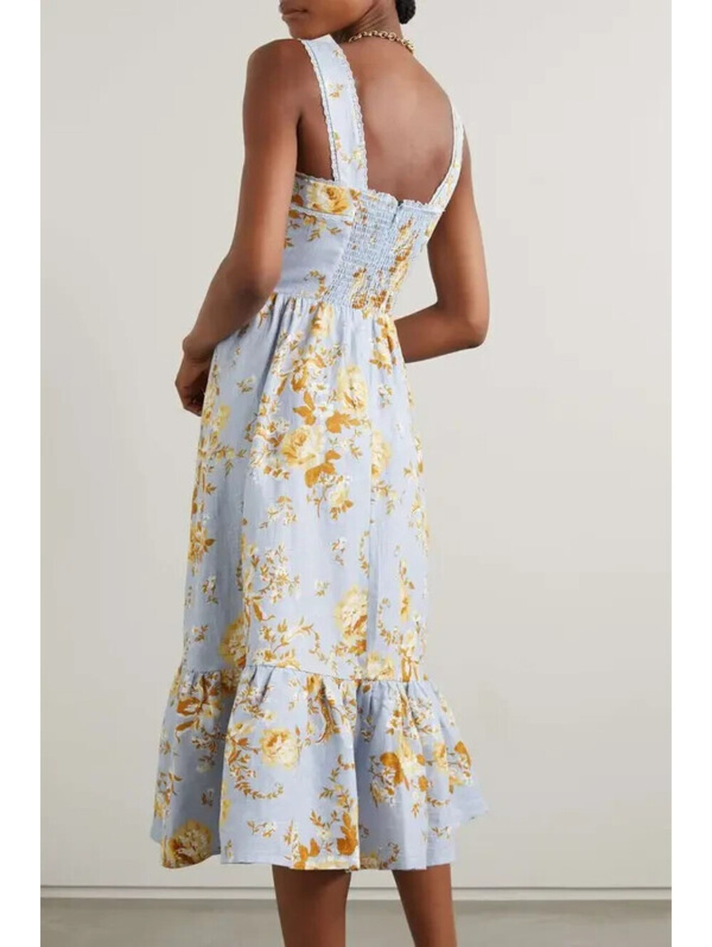 New, Reformation Rowen Lace-Trimmed Floral-Print Linen Midi Dress Sz 8 #MD2095 - Picture 9 of 9